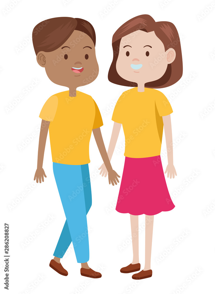Teenagers friends smiling and greeting cartoons Teenagers friends smiling and greeting cartoons