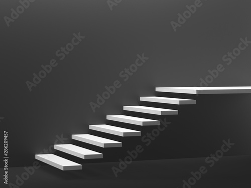 Stairs isolated on dark gray background. 3d illustration.