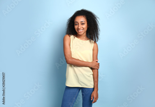 Portrait of beautiful Afric...