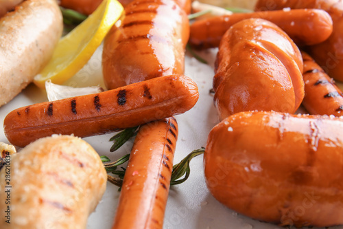 Grilled sausages with char ...