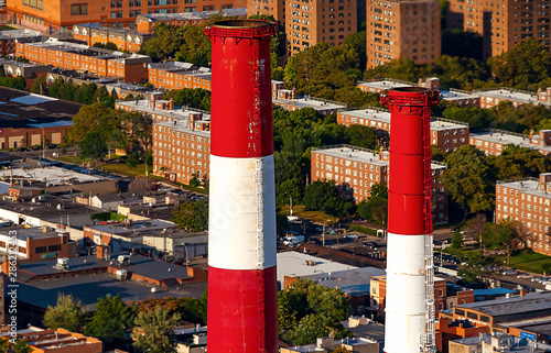 Aerial view of a power plant station in New York City