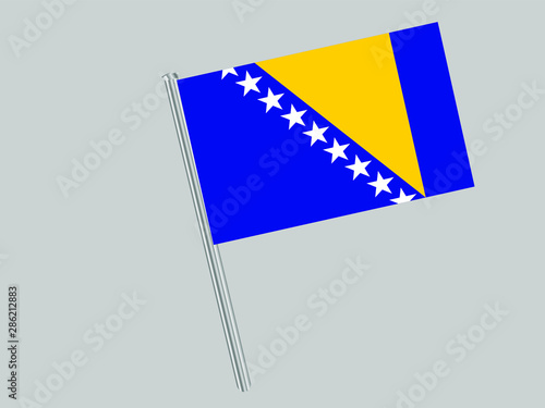  Bosnia and Herzegovina Flagpole of Beautiful national flag. original colors and proportion. Amazing design vector gparphic illustration for web,logo, icon and background. from countries flag set.