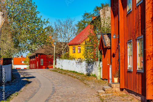 Obraz na plátně View of traditional timber houses in the old town Gamla Linkoping, Sweden