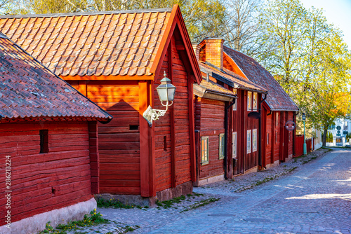 Obraz na plátně View of traditional timber houses in the old town Gamla Linkoping, Sweden