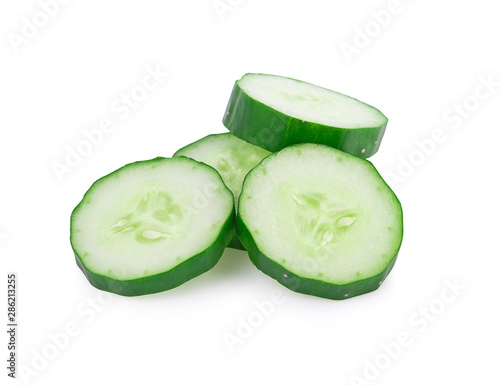 Cucumber and slices isolated on a white background