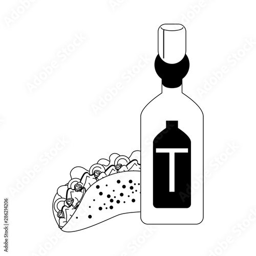 mexico culture and foods cartoons in black and white photo