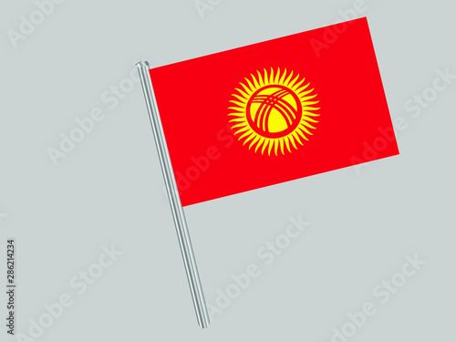 Kyrgyzstan Flagpole of Beautiful national flag. original colors and proportion. Amazing design vector gparphic illustration for web,logo, icon and background. from countries flag set.