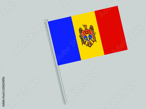 Moldova Flagpole of Beautiful national flag. original colors and proportion. Amazing design vector gparphic illustration for web,logo, icon and background. from countries flag set.