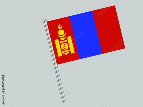 Mongolia Flagpole of Beautiful national flag. original colors and proportion. Amazing design vector gparphic illustration for web,logo, icon and background. from countries flag set.