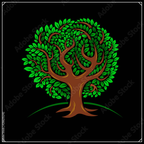 Stylized vector tree. Template for greeting card or print design for t-shirt.