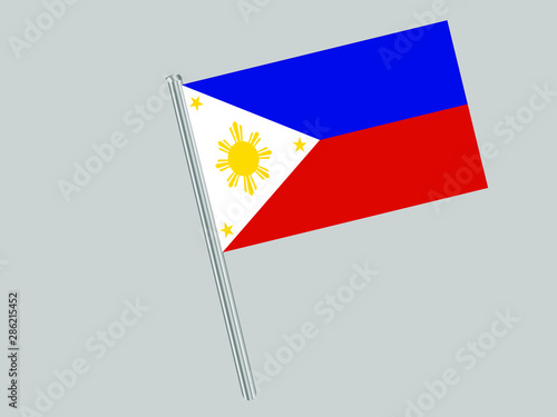 Philippines Flagpole of Beautiful national flag. original colors and proportion. Amazing design vector gparphic illustration for web,logo, icon and background. from countries flag set.
