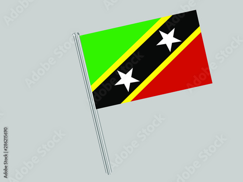 Saint Kittis and Nevis  Flagpole of Beautiful national flag. original colors and proportion. Amazing design vector gparphic illustration for web,logo, icon and background. from countries flag set.
