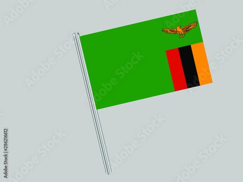 Zambia Flagpole of Beautiful national flag. original colors and proportion. Amazing design vector gparphic illustration for web,logo, icon and background. from countries flag set.