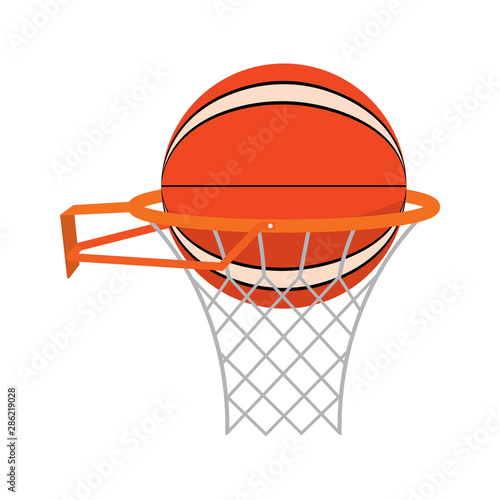 abstract basketball ball and basket