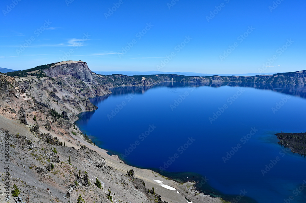 Crater Lake National Park, Oregon on a clear calm summer day.