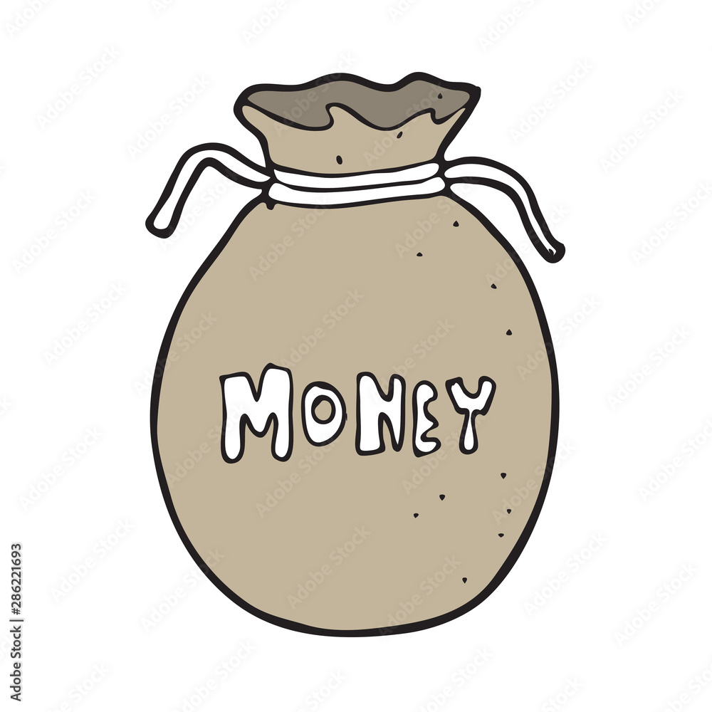 digitally drawn illustration sack of money design. hand drawing style digitally drawn illustration sack of money design. hand drawing style