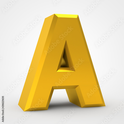 A gold alphabet word on white background illustration 3D rendering