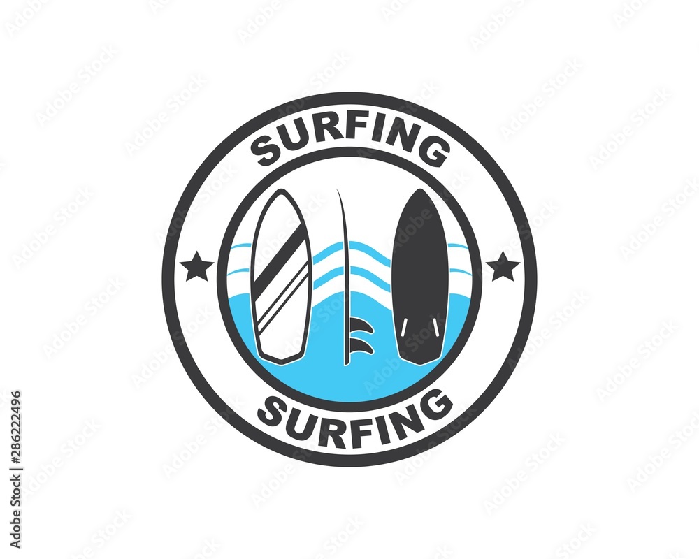 surfing icon logo vector illustration