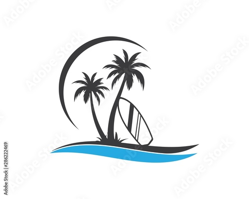 surfing icon logo vector illustration