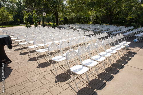 empty chairs are empty before the guests arrive