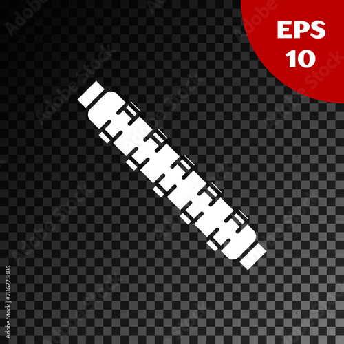 White Hunting cartridge belt with cartridges icon isolated on transparent dark background. Bandolier sign. Hunter equipment, armament. Vector Illustration