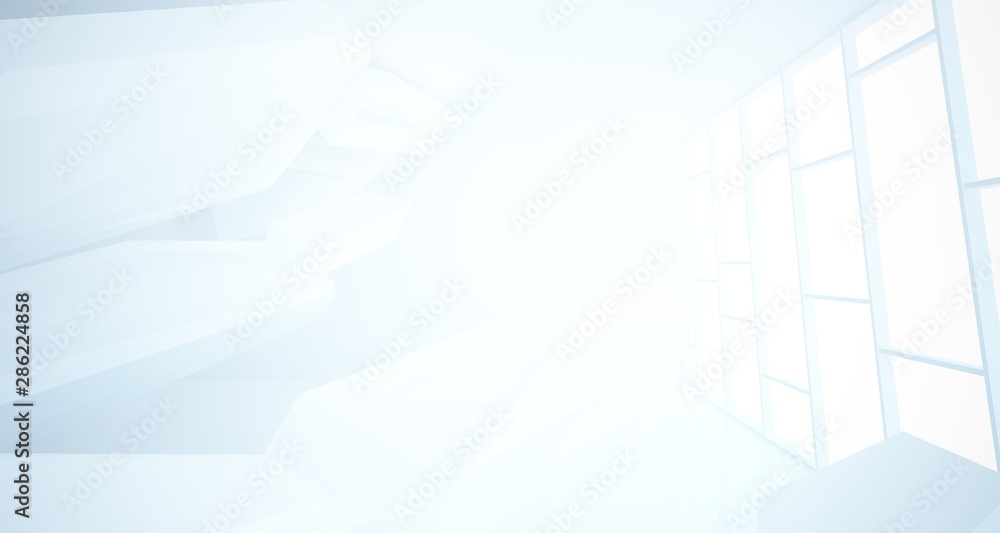 Abstract white interior with window. 3D illustration and rendering. Abstract white interior with window. 3D illustration and rendering.