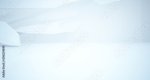 Abstract white interior with window. 3D illustration and rendering.