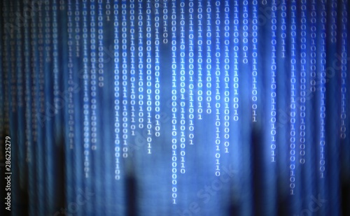 data bombardment. lines and lines of binary code falling from above. AI, IOT, data transfer hacker virus malware spyware and coding concepts. digital theme background.