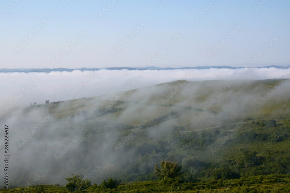 fog over the hills