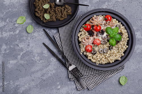 Traditional pasta with octopus photo