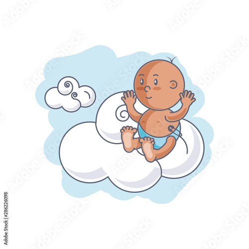 cute baby boy with cloud