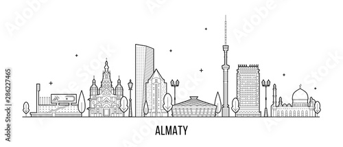 Fototapeta Naklejka Na Ścianę i Meble -  Almaty skyline Kazakhstan linear art city vector