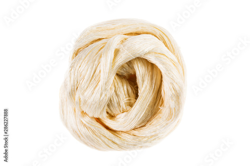 Round shape raw silk thread fabric on background