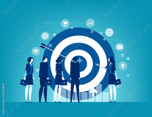 Leader and Colleague engaged in company goals. Concept business marketing vector illustration, Employee engagement, Internal marketing.