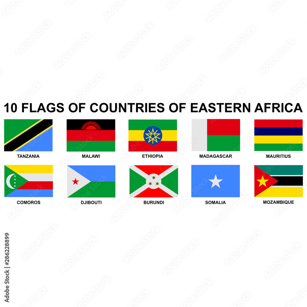 flags of countries eastern africa icon vector design symbol