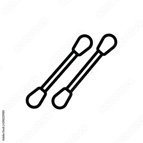 Black line icon for cotton swabs