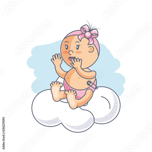 cute baby girl with cloud
