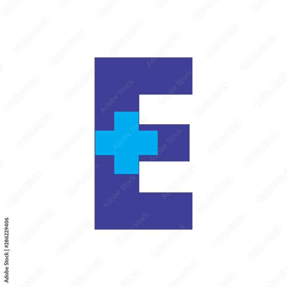 E letter with plus logo design vector E letter with plus logo design vector
