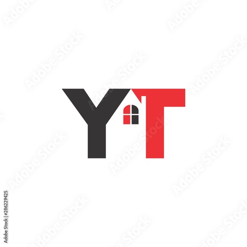 YT letter with home building logo design vector