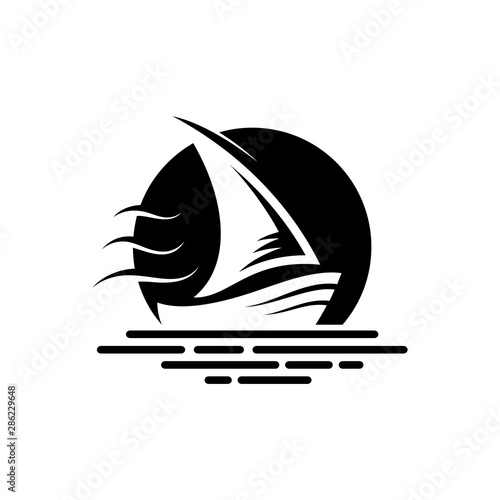 sailboat/dhow silhouette logo.flat style.sailing vector illustration.transportation symbol
