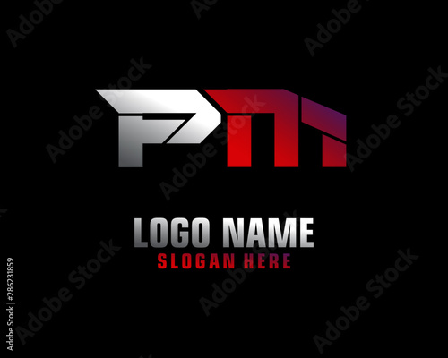PM Initial letter logo template vector