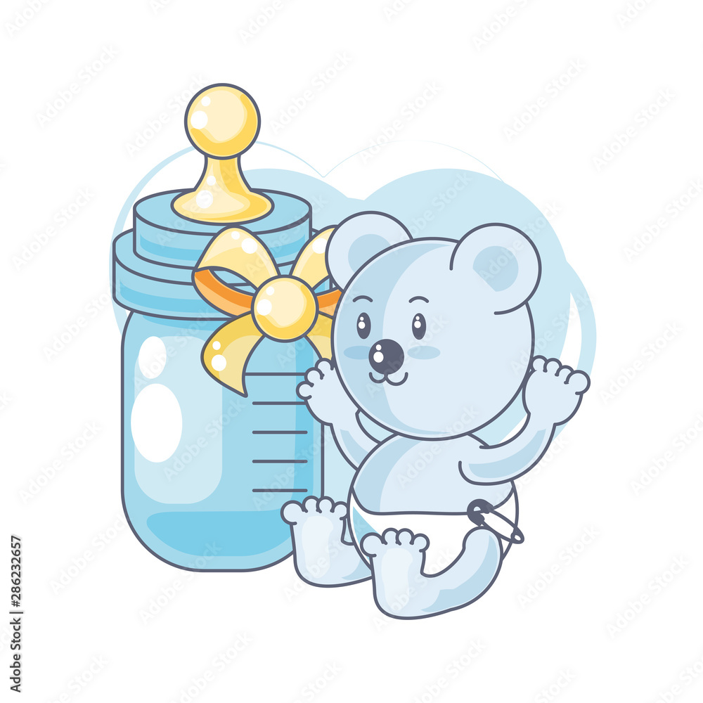 cute bear baby animal and bottle milk cute bear baby animal and bottle milk
