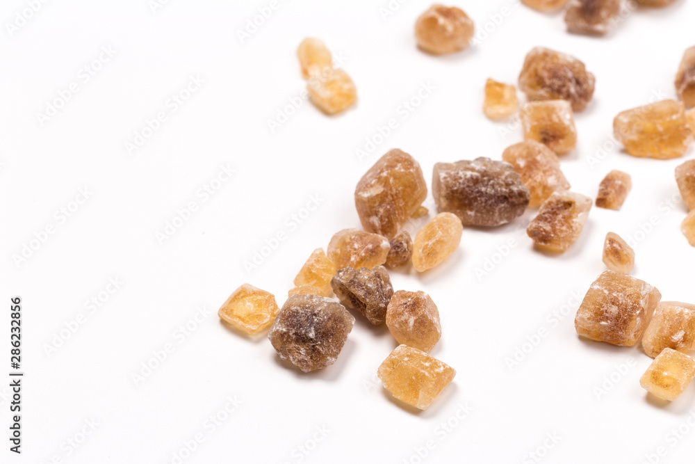 brown sugar isolated on white background. Top view. brown sugar isolated on white background. Top view.