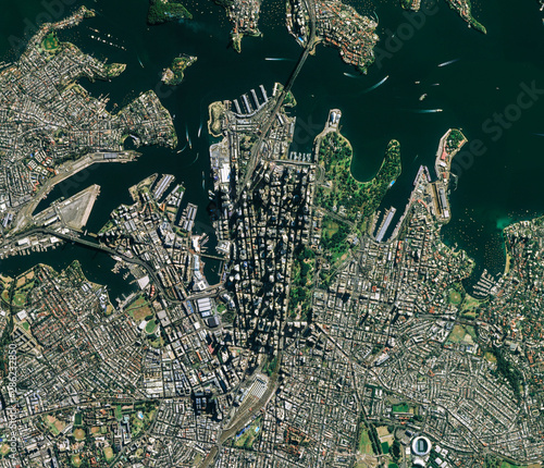 Fototapeta Naklejka Na Ścianę i Meble -  High resolution Satellite image of Sydney, Australia (Isolated imagery of Australia. Elements of this image furnished by NASA)
