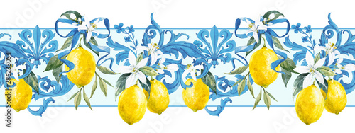Watercolor lemon pattern