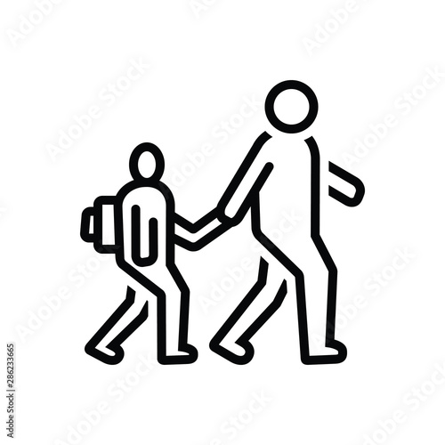 Black line icon for accompany 