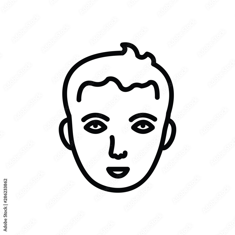Black line icon for head portrait 