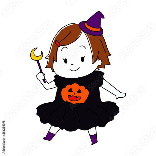 ハロウィンで仮装する子ども　魔女
