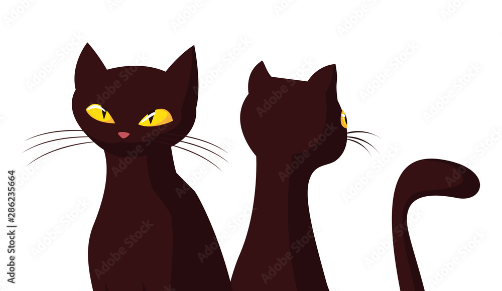 Fototapeta premium black cats happy halloween celebration design