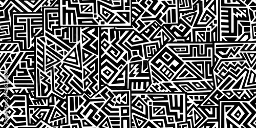 Creative ethnic style vector seamless pattern. Unique geometric vector swatch...